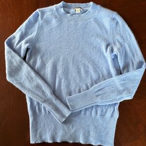 J. Crew 100% Cashmere Pale Sky Blue Crewneck Sweater Size XXS Quiet Luxury